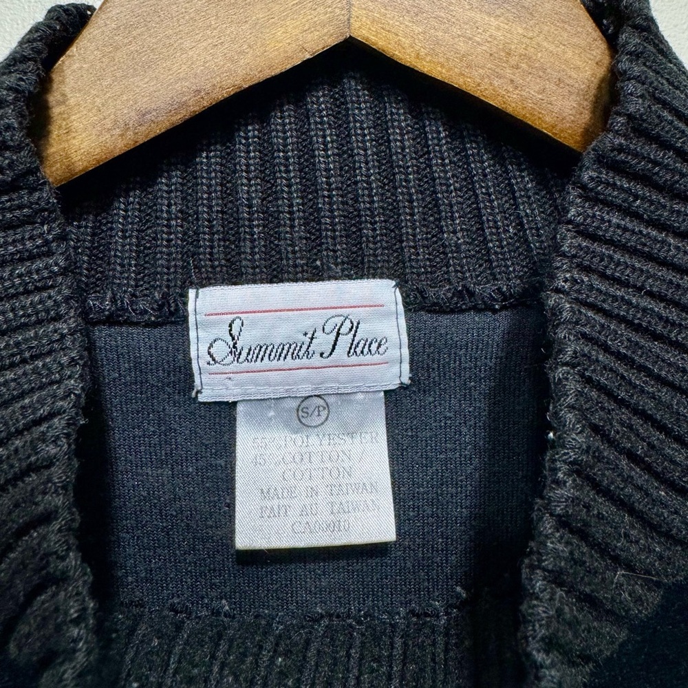 Vintage Summit Place Embellished Beaded Soft Velvet Sweater Shirt Top Black - Picture 5 of 6
